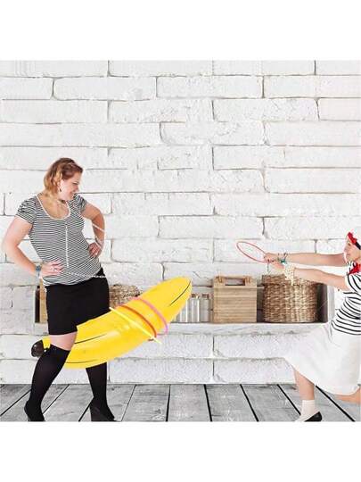 1 طقم من الموزات القابلة للنفخ + 4 قطع أقراص ألوان متنوعة للرمي، ديكور وألعاب لحفلات الهاواي، حفلات الخطبة واللعب الجماعي، ألعاب حفلات العزوبية، ألعاب حفلات الصيف