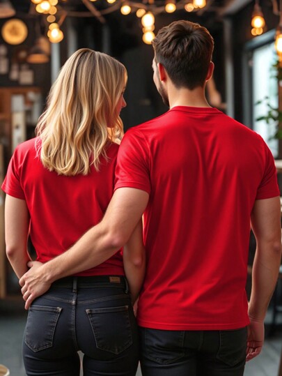 Manfinity Homme تي شيرت تيشرت رجالي بطبعة حرفية قصير الأكمام بياقة مستديرة، للارتداء اليومي الكاجوال