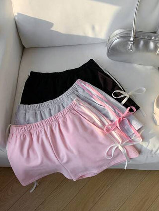 Comfortcana سروال قصير نسائي مع شريط جانبي وخصر رباط سحاب ، كاجوال