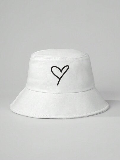 قبعة دلو واحدة مطبوعة بشكل قلب للأطفال، قبعة واقية من الشمس مناسبة للربيع والخريف والسفر والشاطئ، مناسبة للبنين والبنات، بأسلوب Y2K