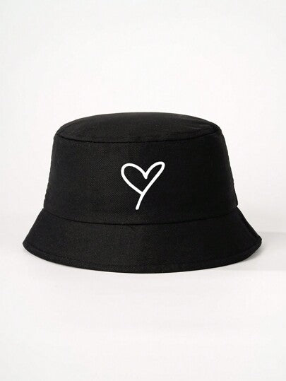 قبعة دلو واحدة مطبوعة بشكل قلب للأطفال، قبعة واقية من الشمس مناسبة للربيع والخريف والسفر والشاطئ، مناسبة للبنين والبنات، بأسلوب Y2K