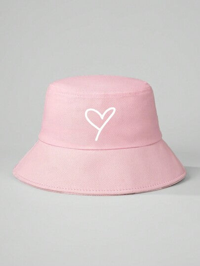 قبعة دلو واحدة مطبوعة بشكل قلب للأطفال، قبعة واقية من الشمس مناسبة للربيع والخريف والسفر والشاطئ، مناسبة للبنين والبنات، بأسلوب Y2K