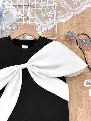 girls-sets Vihyde طقم تي شيرت كم قصير بفيونكة كبيرة وتنورة ذات طبقات للبنات المراهقات بطراز نمط بريبي