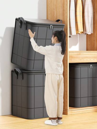 1 حقيبة تخزين منظمة للمنزل ، حقيبة تخزين للألعاب الناعمة ، حقيبة تخزين للملابس والأغطية ، حقيبة منظم لدولاب الملابس ، نسيج سميك محسن ، مقبض أوسع وأكثر راحة ، مناسبة لتخزين المنزل ، التخزين المخزني ، هدية عائلية. غرفة النوم ، منظم ، تخزين المنزل ،...