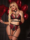 Opulent Queen 5 قطع/مجموعة ملابس داخلية من الدانتيل للنساء في عيد الحب ،غير سلكية وجذابة
