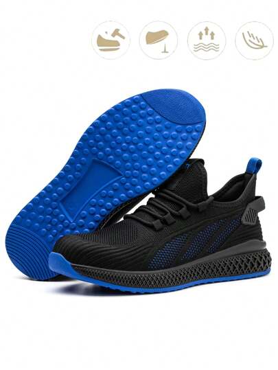 UMBURLLY أحذية سلامة ذات أطراف حديدية للرجال ، مقاومة للثقب من الكيفلار، أوبريات تنفس، إطار مطاطي، أحذية عمل صيفية