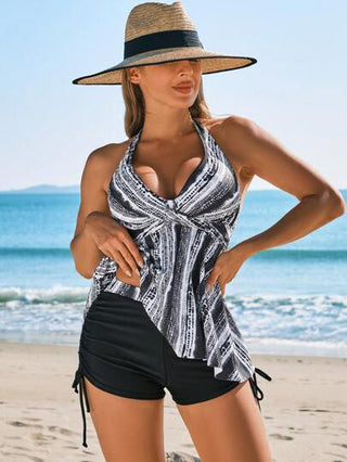 طقم تانكيني حريمي Swim Lushoire طقم تانكيني مطبوع بربطة عنق للنساء صيفي