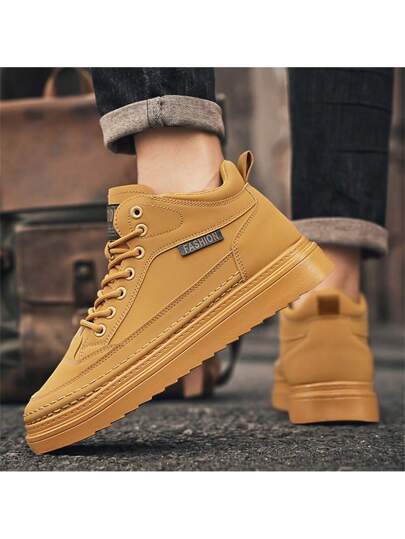 بوت عمل للاستخدام الكاجوال ذات الكعب المتوسط، تصميم عصري وشامل، جلد مقاوم للماء بنظام سحاب للربط، بطانة ناعمة ومريحة، قاعدة مضادة للانزلاق، بوت رياضية كاجوال خارجية ذات كعب متوسط مريحة