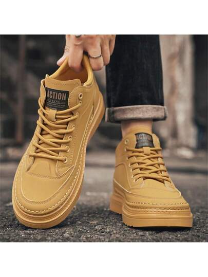 بوت عمل للاستخدام الكاجوال ذات الكعب المتوسط، تصميم عصري وشامل، جلد مقاوم للماء بنظام سحاب للربط، بطانة ناعمة ومريحة، قاعدة مضادة للانزلاق، بوت رياضية كاجوال خارجية ذات كعب متوسط مريحة