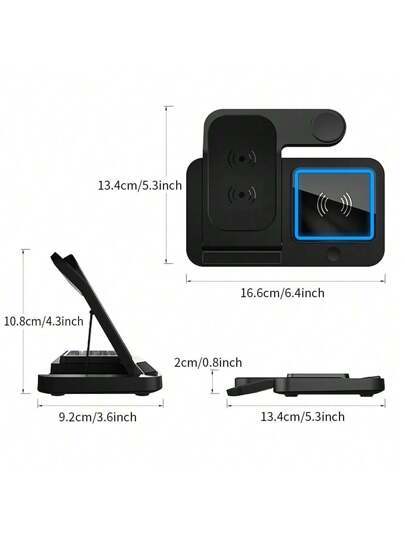 شاحن لاسلكي 3 في 1 متوافق مع أجهزة 15 و 14 و 13 و 12 برو ماكس و 11 بشحن سريع 15 واط، قاعدة شحن متوافقة مع ساعة Apple وسماعات ، حامل شحن لاسلكي متوافق مع أجهزة 16 و 15 و 14 و 13 و 12 و 11 و X و 8 برو ماكس/برو/مني/بلس، متوافق مع ساعة ومع سماعات ، مناسب للمك