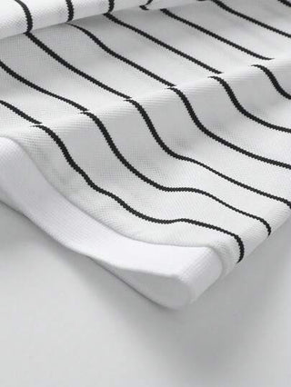 قميص بولو مخطط رجالي، قميص كاجوال أعمال فضفاض بأكمام قصيرة وياقة مناسب للبالغين الصيف