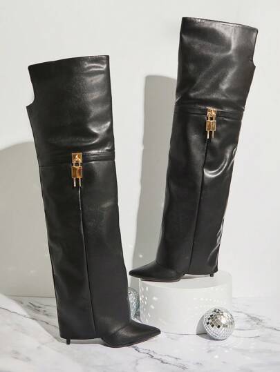 SHUZIA الحذاء المطوي فوق الحذاء مع شراك وزخرفة ، أجواء عيد الميلاد والعطلات الشتوية للخريف والشتاء