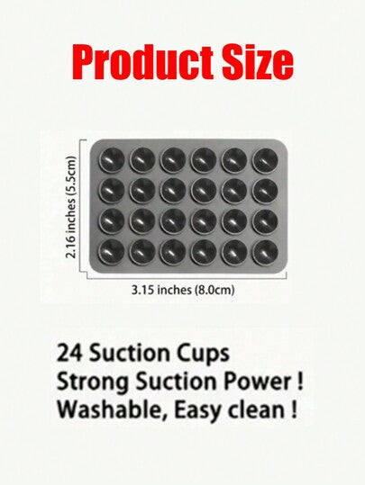 6/3/1 مسند هاتف متعدد الوظائف ذو كوب شفط سيليكوني مربع به 24 فتحة ، كوب شفط سيليكوني لاصق قوي لتثبيت الهاتف للوقاية من السقوط، مناسب لسيناريوهات مختلفة مثل تصوير الفيديو والصور الذاتية