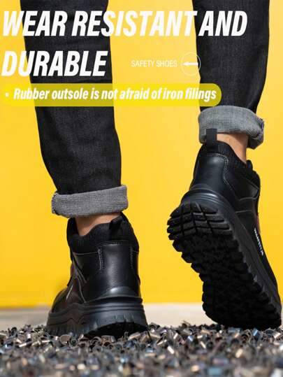 أحذية سلامة عمل رجالية جديدة، أحذية لحام مقاومة للحرارة ذات قدم عالية مقاس كبير، أحذية كاجوال مع خصائص مضادة للسحق والثقب والانزلاق ومقاومة للبلي، نعل فولاذي خفيف الوزن، أحذية عمل واقية