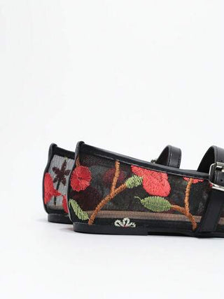 صنادل نسائية صيفية، شبكية التطريز بنمط الزهور، أحذية فلات فاشون مريم زان، تنفس وفتحات للخارج، صنادل مفتوحة