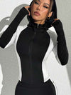 SHEIN Sport Studio بدلة رياضية للنساء من ملابس علوية طويلة الأكمام محاطة بالألوان وسروال رياضي، ملابس رياضية للنساء