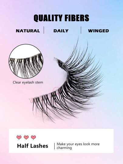 7 أزواج من رموش نصف العين ذات الشريط الشفاف والطبيعي، ذيل العين، العين القطة، نعومة وخفة مناسبة للمبتدئين وسهلة الارتداء للاستخدام اليومي والمناسبات
