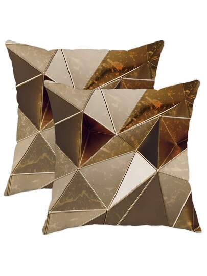 2 غطاء وسادة مخملي بخوخي، أغطية وسائد بتصميم هندسي بني فاتح على شكل رخام ثلاثي الأبعاد، 18 بوصة * 18 بوصة، بدون إدراج، طراز حديث، قابل للغسيل الآلي، إغلاق سحاب، مناسب للغرفة المعيشية والنوم والأريكة