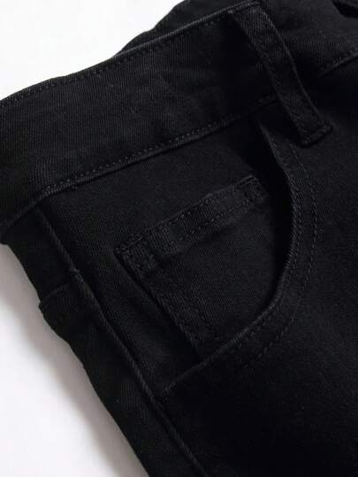 سراويل جينز ضيقة مطاطية مع ركبة ممزقة كبيرة، سراويل ضيقة عصرية كاجوال للرجال