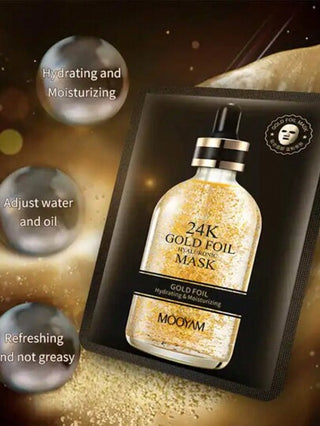 6 قطع قناع 24 قيراط الذهبي، رطوبة ومكافحة التجاعيد وتشديد البشرة، منعش وغير لزج، مناسب للبشرة الجافة والحساسة، صيغة كورية، يجعل بشرتك أكثر ترطيبًا وصفاء، مناسب كهدية لأعياد وفعاليات يومية