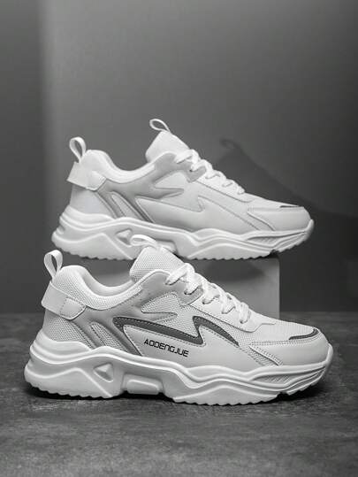 أحذية رياضية كاجوال ملونة بخطوط للرجال، سهلة الارتداء، رياضية وخفيفة الوزن للركض والتنزه والأنشطة الخارجية، أحذية سميكة