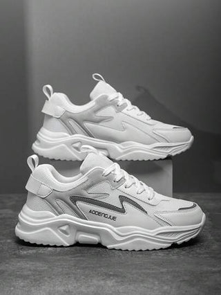 أحذية رياضية كاجوال ملونة بخطوط للرجال، سهلة الارتداء، رياضية وخفيفة الوزن للركض والتنزه والأنشطة الخارجية، أحذية سميكة