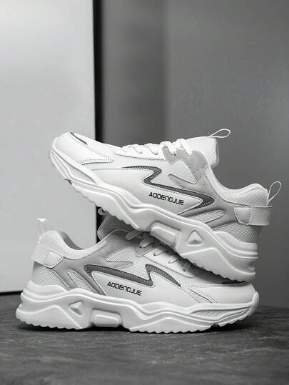 أحذية رياضية كاجوال ملونة بخطوط للرجال، سهلة الارتداء، رياضية وخفيفة الوزن للركض والتنزه والأنشطة الخارجية، أحذية سميكة