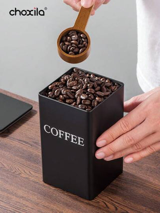 choxila 3 علب تخزين القهوة والشاي والوجبات الخفيفة، علب عرض فنية من الحديد الفني المربعة لتخزين حبوب القهوة