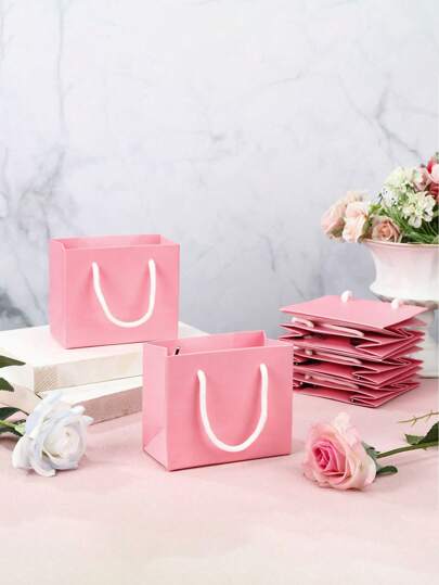 20 قطعة شنطة هدايا صغيرة بمقابض، باللون الوردي، للحرفيين، المنظمين، واهدي الهدايا، مناسب للأفراح، أعياد الميلاد، الحفلات، التصميمات،منح الهدايا ، وتخزين المجوهرات - بحجم صغير إلى متوسط (4 * 5 * 2 بوصة), أكياس هدايا الحفلات