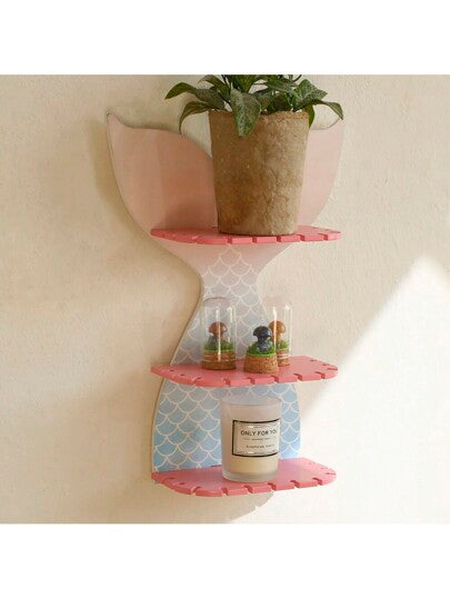 أثاث مكتبي زلاجة جدارية خشبية بشكل ذيل السمكة الملون للزينة المنزلية البسيطة للغرف، قطعة واحدة، بالجملة