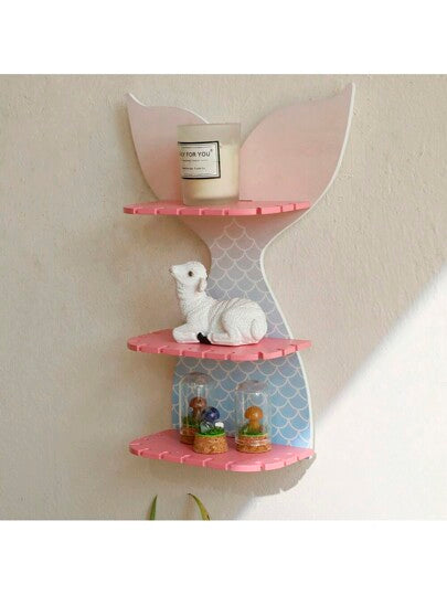 أثاث مكتبي زلاجة جدارية خشبية بشكل ذيل السمكة الملون للزينة المنزلية البسيطة للغرف، قطعة واحدة، بالجملة