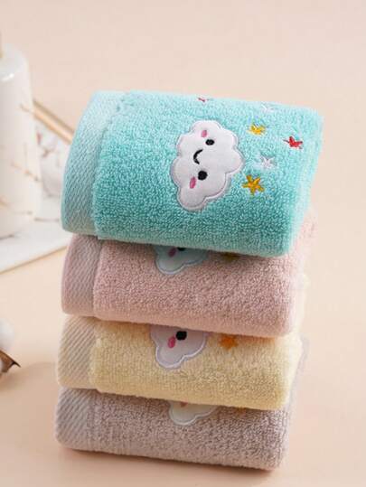 1/4 قطع مناشف وجه قطنية صغيرة، مستطيلة، بطباعة سحابة كارتونية جميلة، ماصة ناعمة سريعة الجفاف، مناسبة للحمام والمطبخ والهدايا والسفر والمدرسة لجميع الفصول