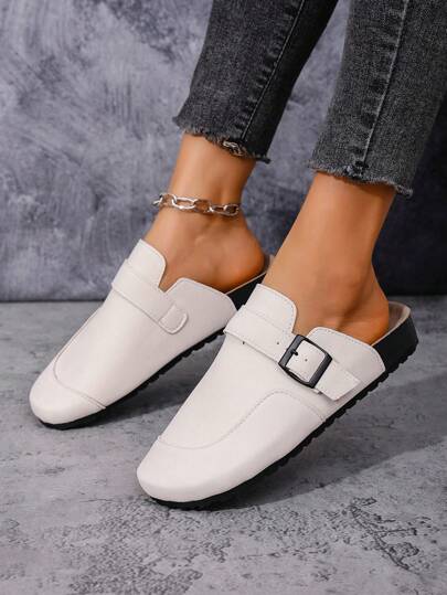 أحذية نسائية سهلة الارتداء بدون كعب للاستخدام الخارجي والكاجوال، أنيقة وخفيفة ومريحة، متعددة الرقع مع خطاف وأربطة، نعال منزلية متعددة الاستخدامات باللون الأسود والأبيض والبني