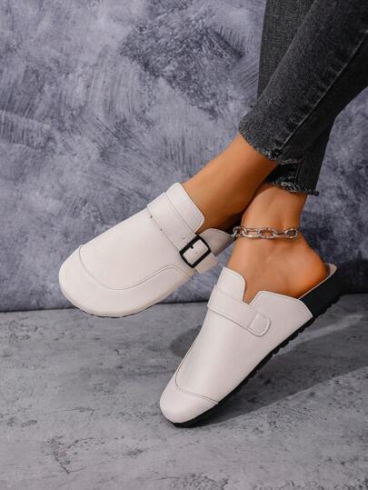 أحذية نسائية سهلة الارتداء بدون كعب للاستخدام الخارجي والكاجوال، أنيقة وخفيفة ومريحة، متعددة الرقع مع خطاف وأربطة، نعال منزلية متعددة الاستخدامات باللون الأسود والأبيض والبني