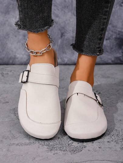 أحذية نسائية سهلة الارتداء بدون كعب للاستخدام الخارجي والكاجوال، أنيقة وخفيفة ومريحة، متعددة الرقع مع خطاف وأربطة، نعال منزلية متعددة الاستخدامات باللون الأسود والأبيض والبني