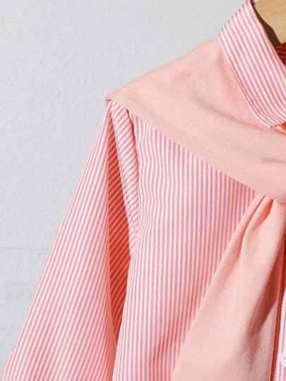 تيشيرتات بناتي مجموعة قميص مخطط وبنطال صلب لفتاة صغيرة من قطعتين