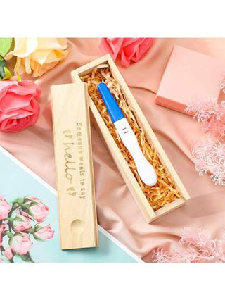 1 علبة عرض اختبار الحمل الإبداعية بدون عصا اختبار الحمل ، صندوق خشبي لذكرى الأم الحامل ، صندوق تخزين المجوهرات ،هدية تذكارية خشبية لاختبار الحمل ، هدية إعلان الطفل ، ديكور غرفة المعمودية (باستثناء ورقة السحب)