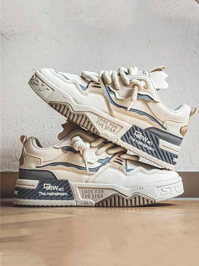 زوج أحذية رياضية كاجوال للرجال، بطانة مريحة، أحذية سكيت بورد عصرية بتصميم بسيط