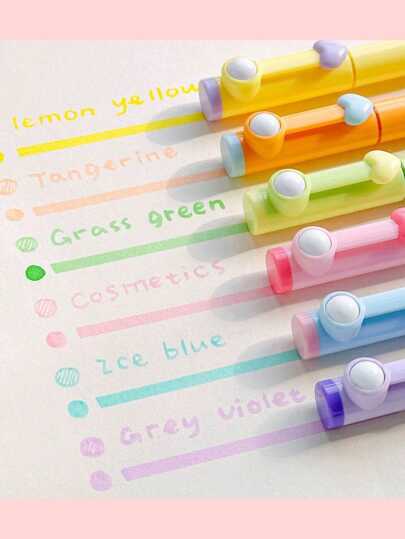 6 قطع من قلم تحديد النص مميز بشكل ماكرون لوضع نصوص وتزيينها، علامات قراءة، وضع علامات ، مدعوم لوضع نصوص مخصصة، هدايا صغيرة جميلة وعملية لمستلزمات المدرسة