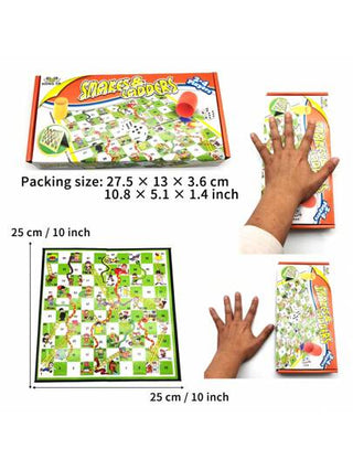 لعبة الثعابين والسلالم، لعبة إستراتيجية، هدية، لعبة قابلة للطي والحمل، مثالية للسفر، ألعاب كلاسيكية، حجم اللوحة: 25*25 سم / 10*10 بوصة، ألعاب حفلات، الإنجليزية، لون كوب النرد عشوائي، عيوب على الجزء الخلفي من اللوحة طبيعية