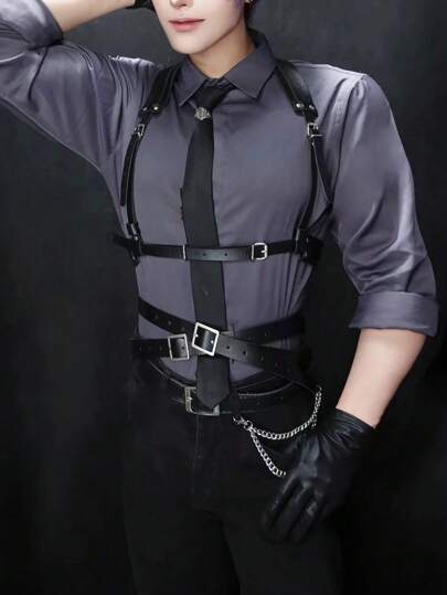 1 قطعة حزام تعليق شخصي للرجال، تصميم لشخصيات الرسوم المتحركة أنيميشن للعب الأدوار، حزام خصر بطراز جوثيك، مناسب لتزيين الأزياء والاحتفالات وهدايا المناسبات