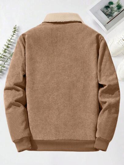 جاكيت كاجوال من ألياف الفليس مطبوع عليه حروف، أكمام طويلة، موسم الخريف / الشتاء