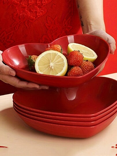 2/5 مجموعة أطباق تقديم على شكل قلب - بألوان الحب الأحمر لتقديم الفواكه والوجبات الخفيفة والحلوى - مناسبة للأعراس والمآدب والمناسبات الخاصة - مثالية للمناسبات والحفلات الرومانسية - هدية مثالية للأزواج والمتزوجين حديثًا