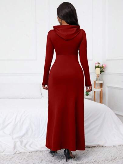 LUNE فستان ماكسي سيدات مع غطاء للرأس وسحاب وجيوب