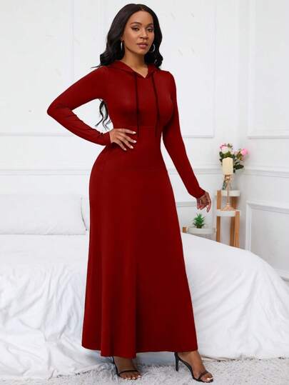 LUNE فستان ماكسي سيدات مع غطاء للرأس وسحاب وجيوب