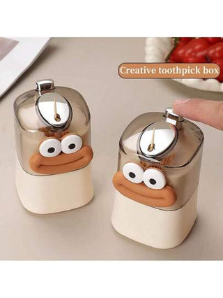 زجاجة أسنان آلية بتصميم كرتوني، حامل أسنان من البلاستيك بنظام دفع، وعاء تخزين إبداعي للمنزل والمطعم