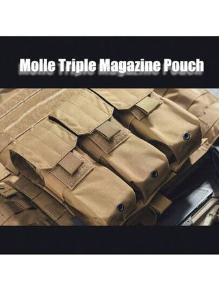 قطعة واحدة جيب مجلة ثلاثي MOLLE - حقيبة أغراض ملحق الصدر ثلاثي ذخيرة الخارجية M4، مصنوعة من نسيج بوليستر مخلوط مع إغلاق بمشبك