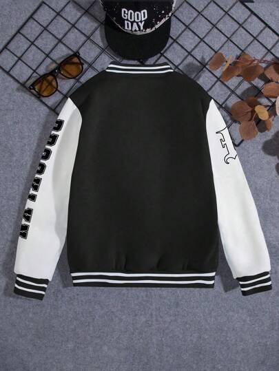 قميص بنطلون مريح ذو تصميم متبسط بقصة رياضية مطبوعة للشباب وفتى، مناسب للموسم الخريفي / الشتوي قطعة واحدة