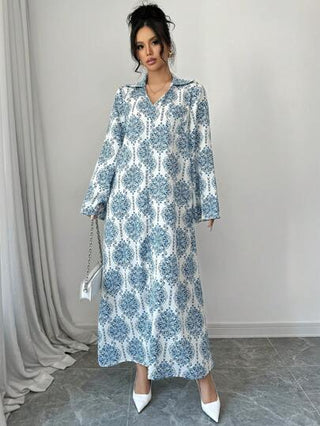 فساتين حريمي Al Najma فستان بأكمام الجرس المطبوع بالكامل