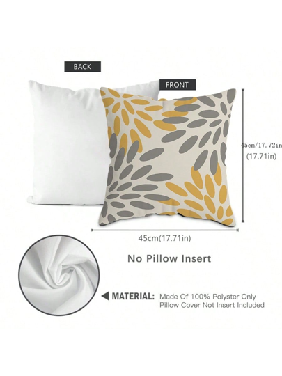 MEMNUN 1 قطعة أغطية وسادة منقوشة بنمط هندسي أصفر ورمادي كبوهيمي زاهي ذو طباعة أحادية الجانب، متعددة الاستخدامات للأريكة والغرفة والمكتب والسيارة والمزرعة، 17.7*17.7 بوصة، بدون حشوة الوسادة المضمنة